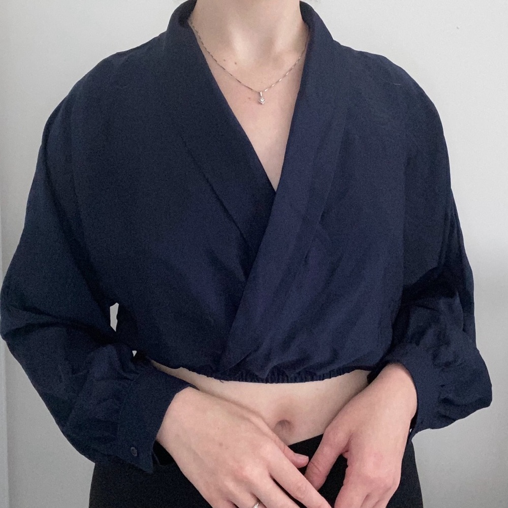 Navy Blue Women's Wrap Top